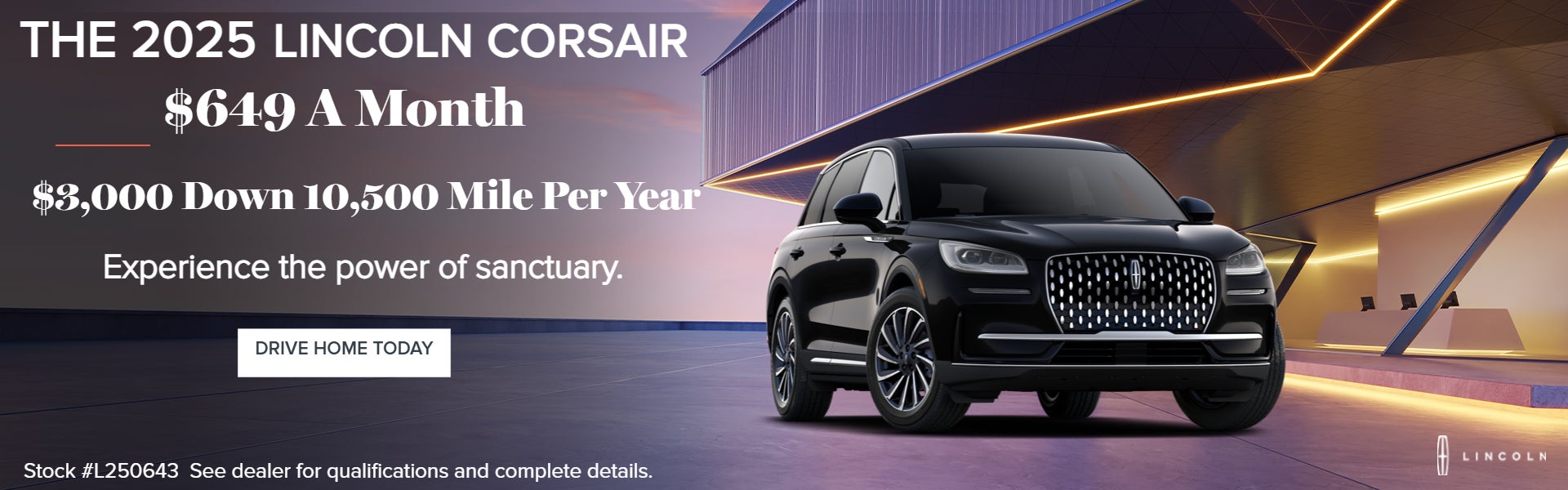 2025 Lincoln Corsair for $649 a month